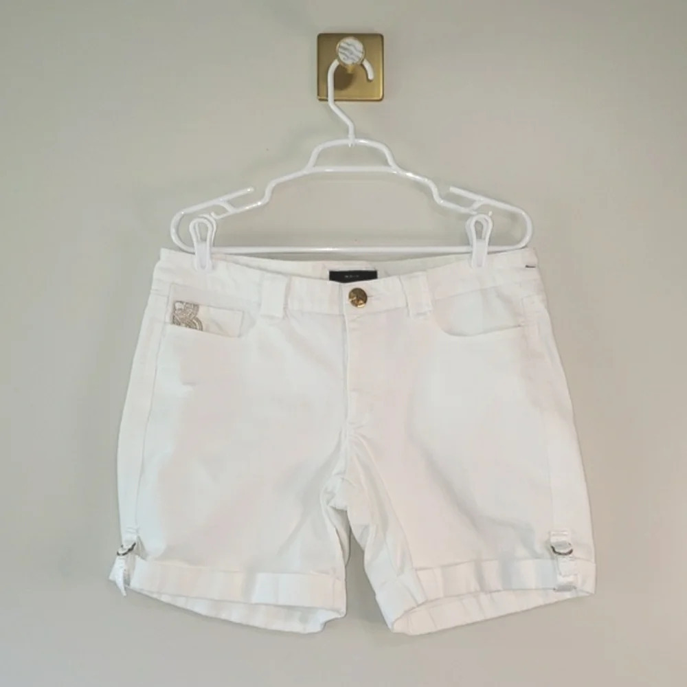 Noir Denim Shorts 14 White Gold Medallions Jean Shorts Boho Festival Casual